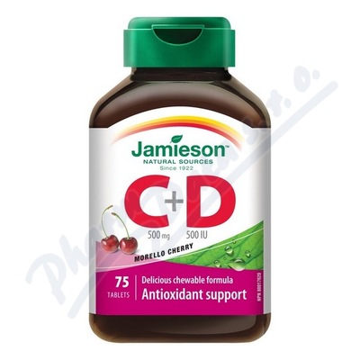 JAMIESON Vitamíny C a D3 třešeň cucací tbl.75