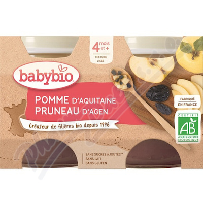 BABYBIO jablko-sušená švestka 4m+ 2x130g