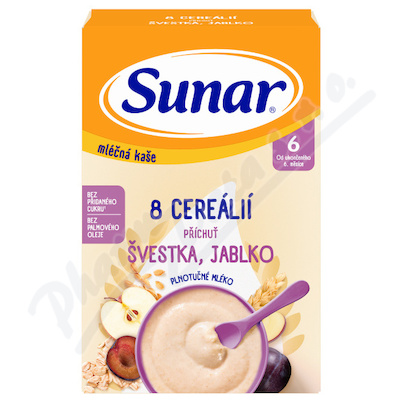 Sunar Mléčná kaše 8 cereál.švestka/jablko 6m+ 210g