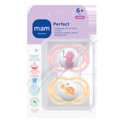 MAM Dudlík Perfect box 6+m růžový/oranžový 2ks