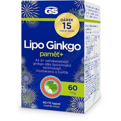 GS Lipo Ginkgo paměť+ 60mg cps.90+15 dárek
