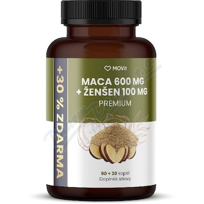 MOVit Maca 600mg+Ženšen 100mg Premium cps.90+30