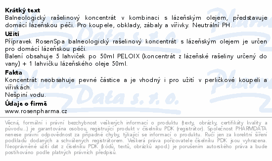 RosenSPA rašelinové koupele 5x50ml+olej 50ml