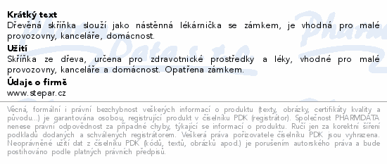 Lékárnička bílá dřevěná prázdná 330x230x120mm
