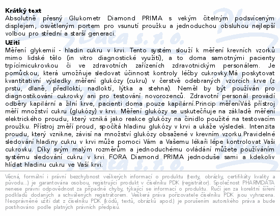 FORA Glukometr Diamond PRIMA černý