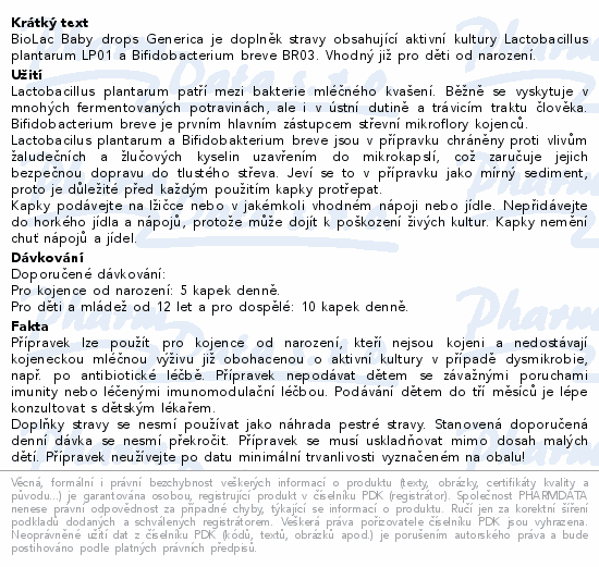 BioLac Baby drops 6ml Generica