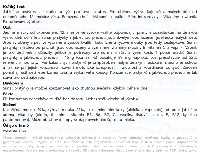 Sunar Dětský snack prstýnky jablkové 50g