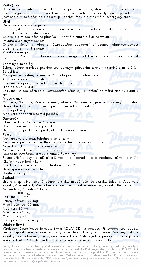ADVANCE DetoxActive detoxikace cps.120