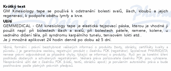 GemMedical kinesiology tape 5cmx5m modrý