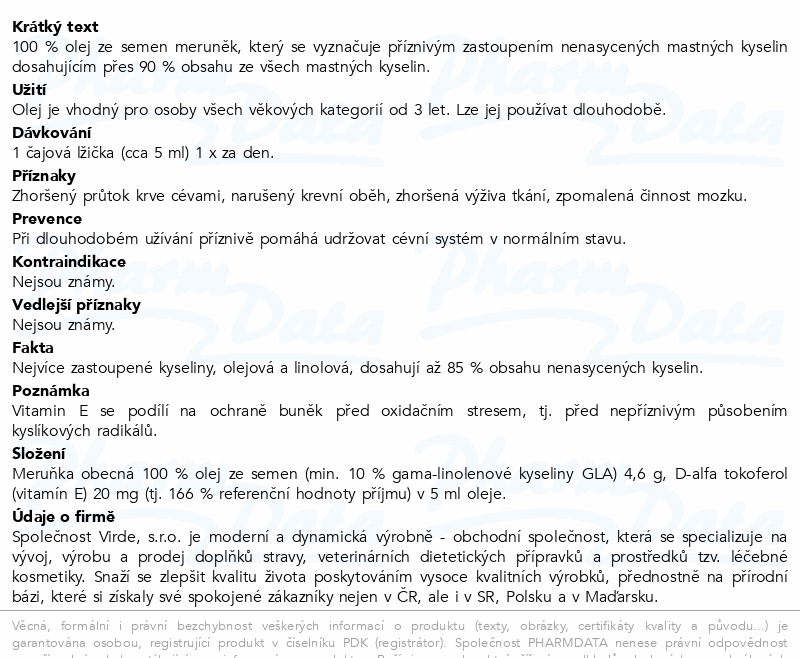 Meruňkový olej 100% 50ml