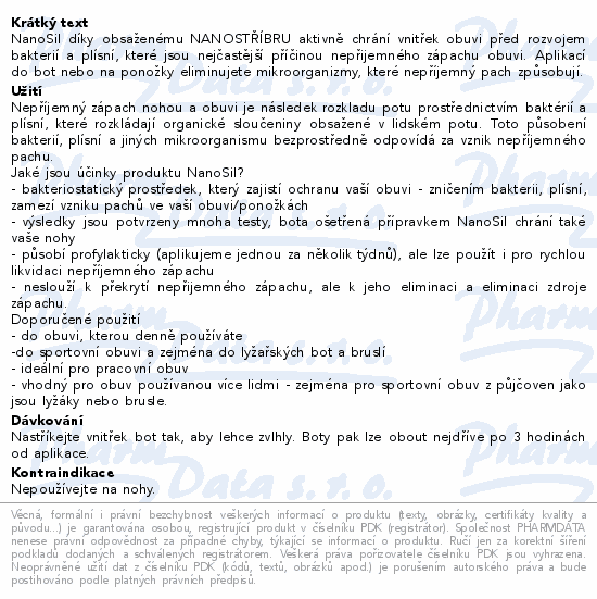 Nanosil Antizápach do bot s nanostříbrem 100 ml