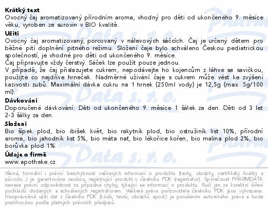 Pohádkový čaj Lesní směs s malinou BIO 20x2g