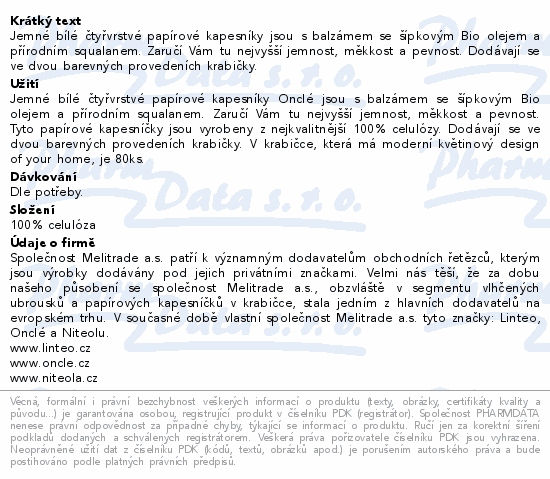 ONCLÉ Papírové kapesníky s balzámem 4-vrstvé 80ks