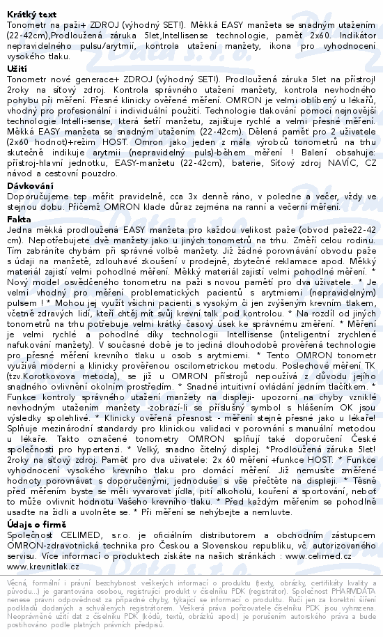 Tonometr digi.OMRON M3 AC pažní+zdroj
