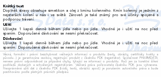 Simethicon 80mg s olejem kmínu kořenného cps.50