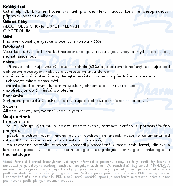 CutisHelp DEFENS hygienický gel 100ml