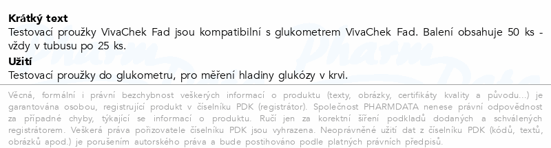 VivaChek Fad proužky do glukometru 50ks
