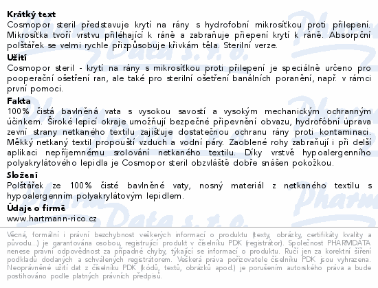 Hartmann Cosmopor náplast sterilní 20x10cm 25ks