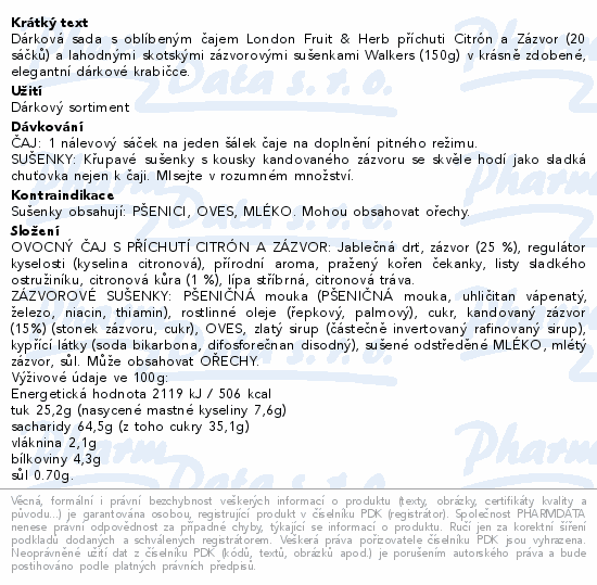 Dárková sada Zázvor (čaj LFH+sušenky Walkers 150g)