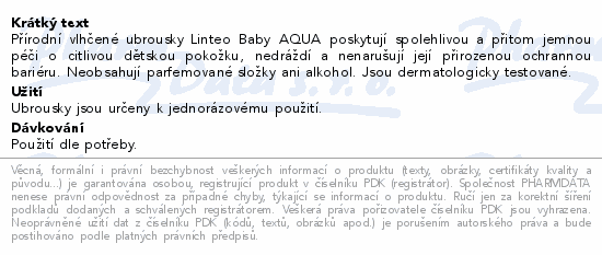 Linteo Baby Vlhčené ubrousky AQUA 10ks