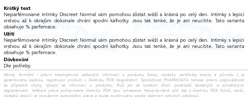 Discreet 0% perfume Normal intimky 100ks