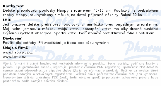 Happy přebalovací podložky 40x60cm 30ks