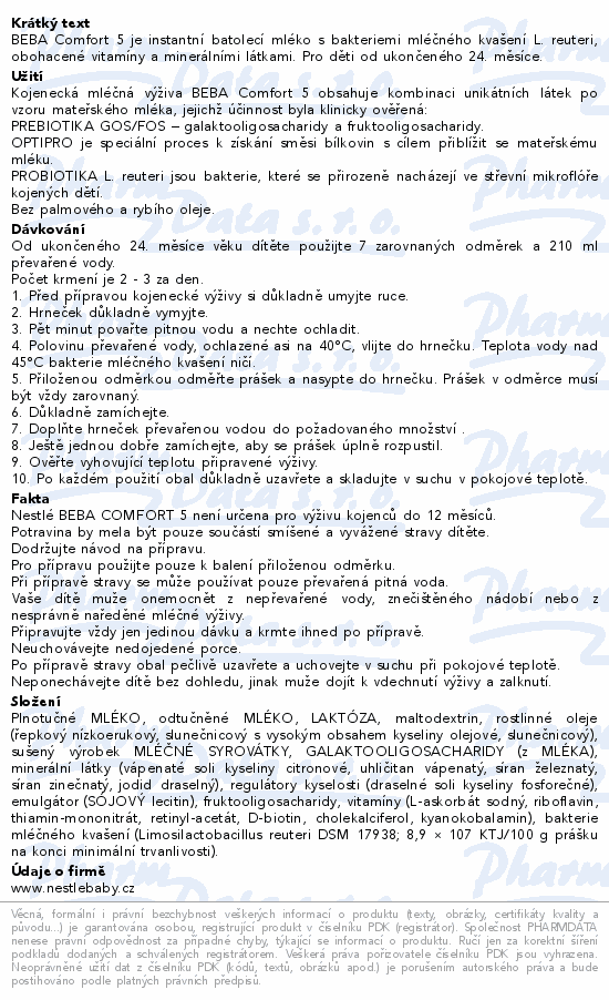 BEBA COMFORT 5 batolecí mléko 800g