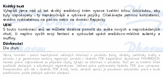 Allnature Arašídový krém bílá čokoláda 260g