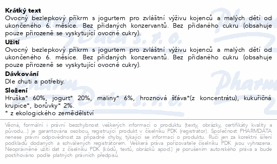 Rudolfs Borův.hruš.malin.jogurt kaps.BIO 110g 6m+