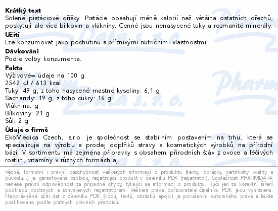 Pistácie solené 1000g EkoMedica