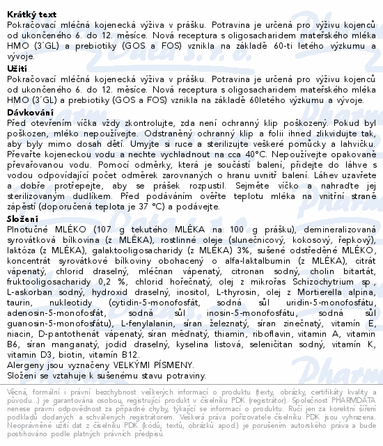 Kendamil Premium 2 pokrač.kojen.mléko HMO+ 800g