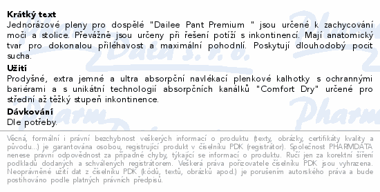 Dailee Pant Premium inkont.kalhotky Plus L 15ks