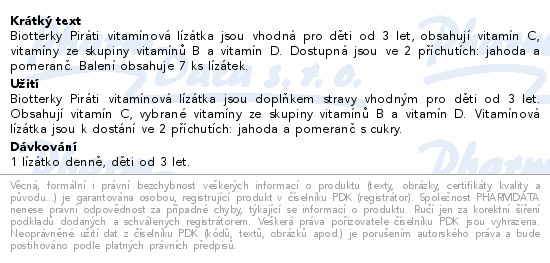 Biotterky vitamínová lízátka Piráti 7ks