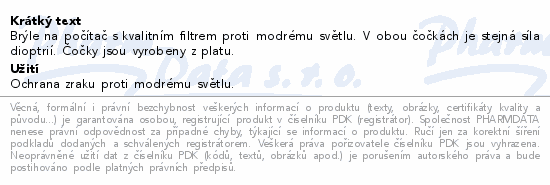 GLASSA brýle na PC černé +0.00