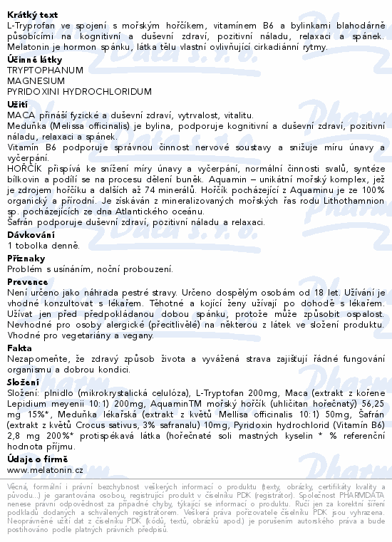 Melatonin Magnesium tbl.100+L-Tryptofan tob.100
