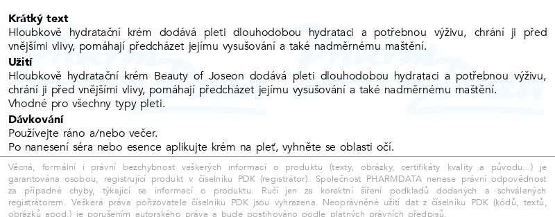Beauty of Joseon hydratační krém 50ml