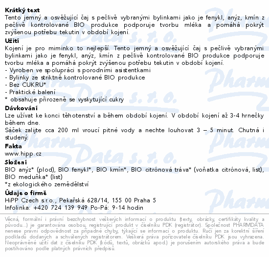 HiPP MAMA čaj pro kojící matky BIO 20x1.5g