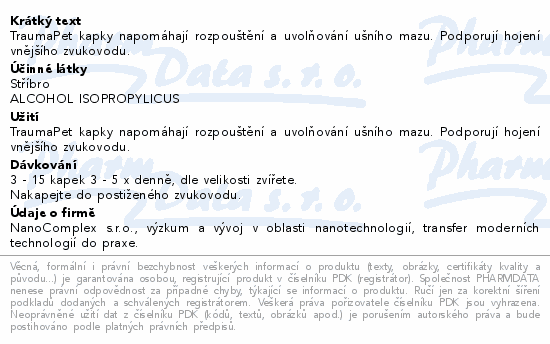 TraumaPet kapky do uší s Ag 100ml