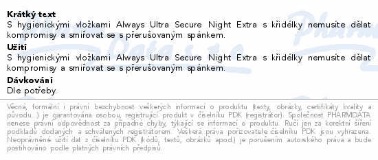 Always Ultra Secure Night Extra 5 vložky 20ks