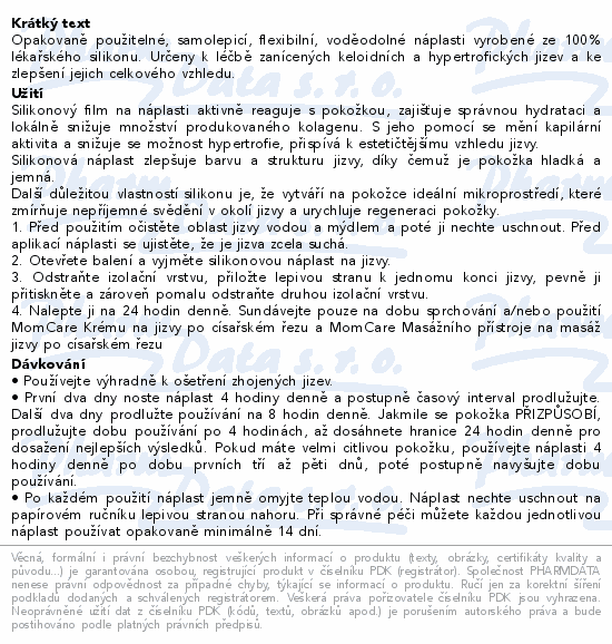 MomCare silikon.nápl.po císařském řezu S-M 3ks