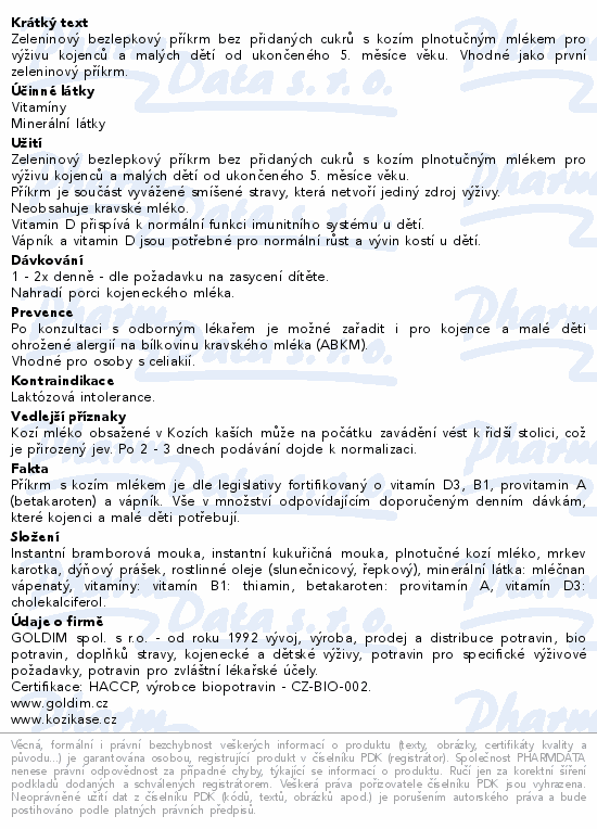 Kozí kaše zeleninový příkrm 200g 5m+