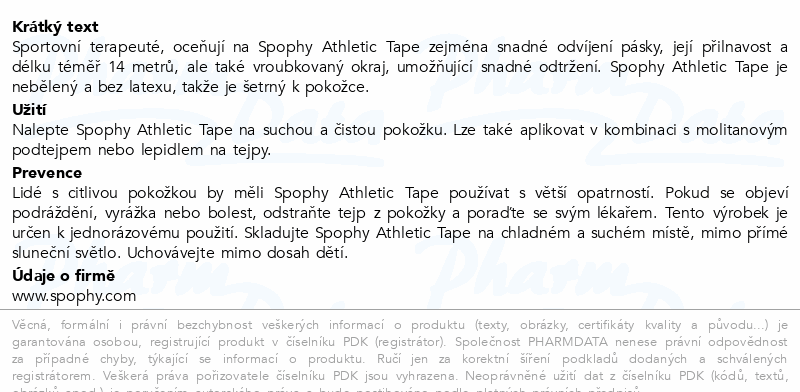 Spophy Athletic Tape bílý 3.8cmx13.7m
