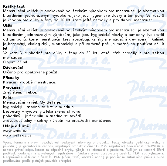 My Bella menstruační kalíšek+čisticí pouzdro vel.S