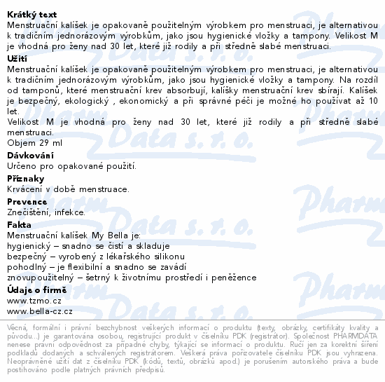 My Bella menstruační kalíšek+čisticí pouzdro vel.M
