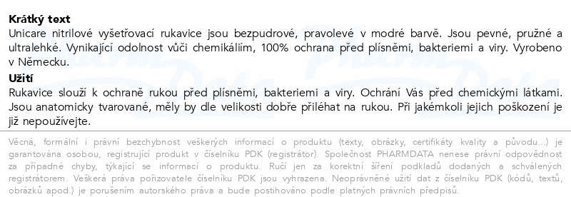 Rukavice nitrilové bezpudrové Unicare XL 100ks