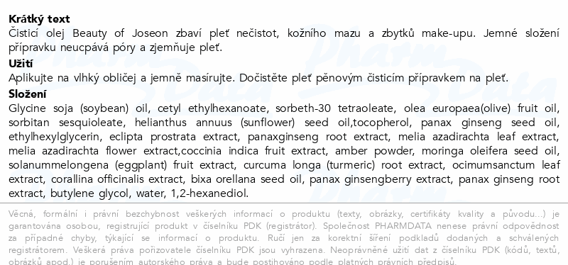 Beauty of Joseon čistící olej 210ml