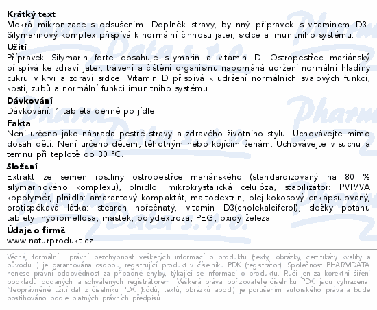 Silymarin Forte 250mg s vitaminem D3 tbl.40