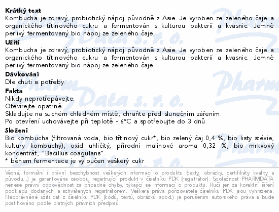 The Gutsy Captain Kombucha malina zero BIO 1l