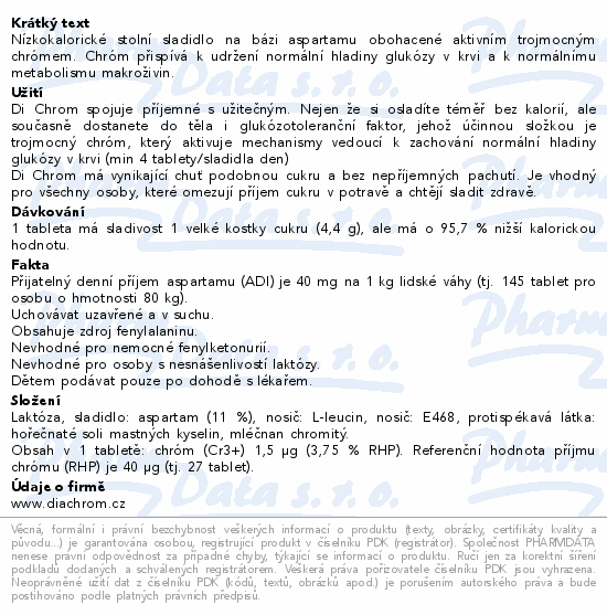 Di Chrom stolní sladidlo tbl.600