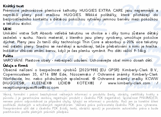 HUGGIES extra care pants 4 9-14kg 80ks